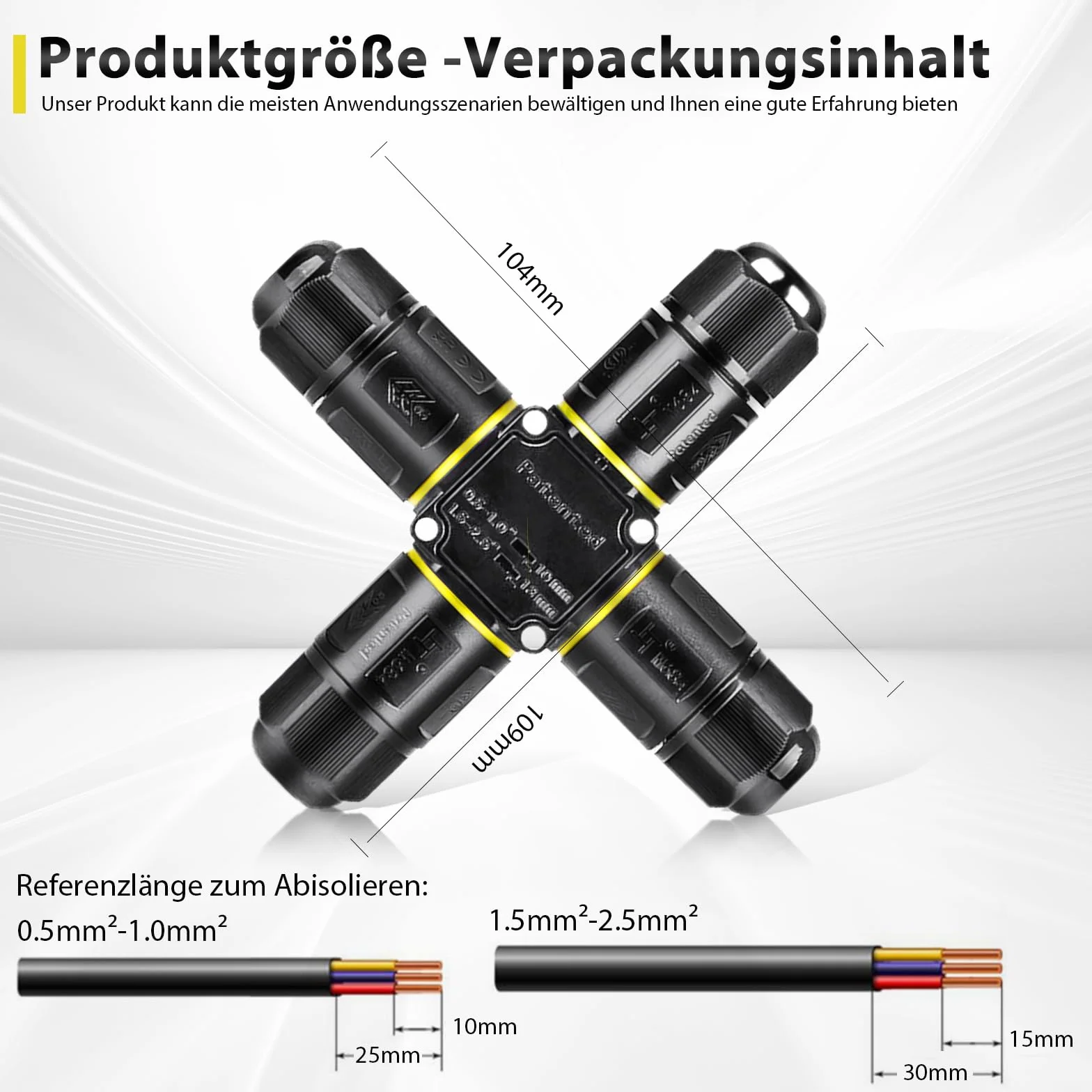 Złącze kablowe wodoszczelne IP68 3-biegunowe 4-drożne ABS PCW wkręcane 4-12 mm 0,5-2,5 mm² 16 A 450 V