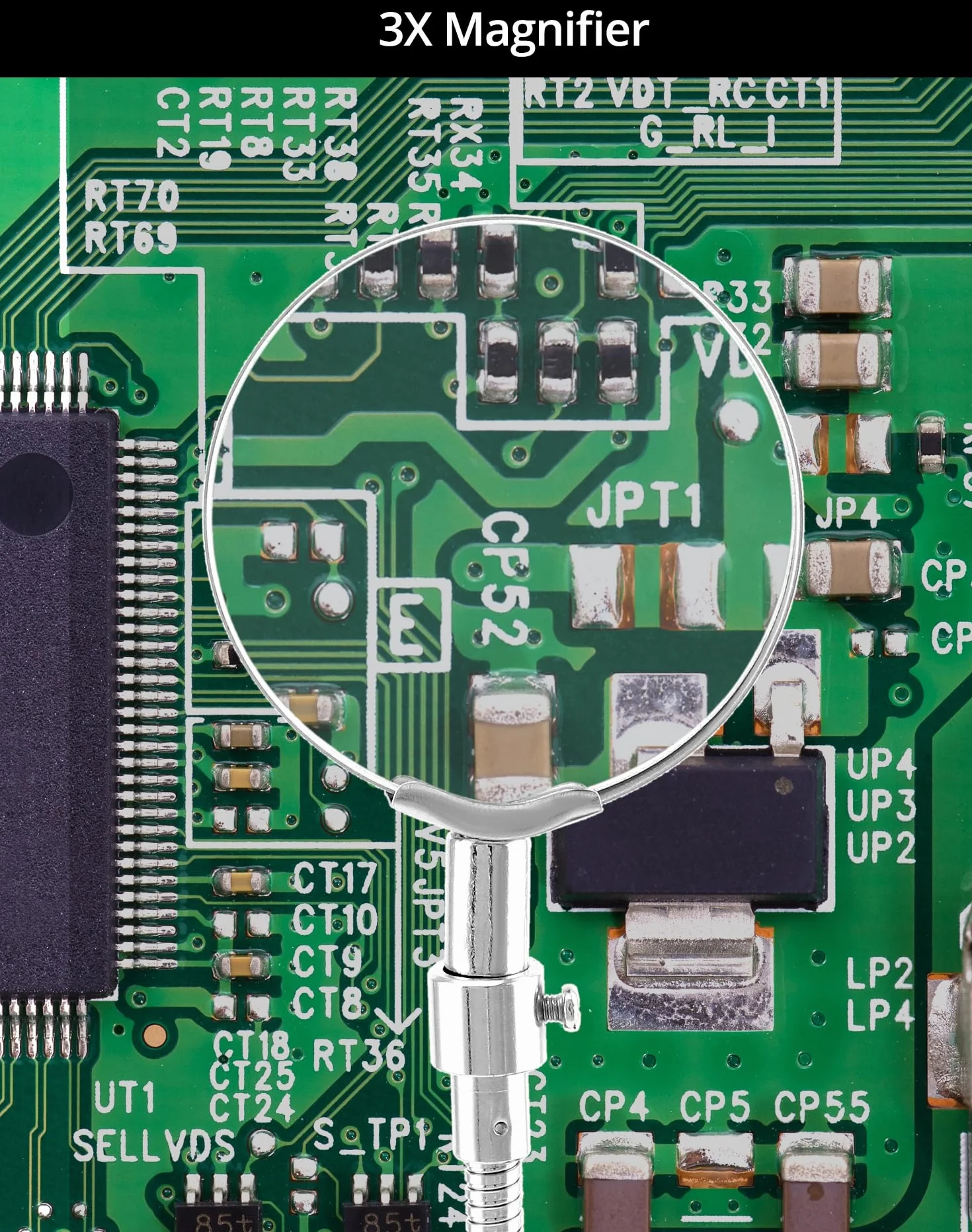 QWORK Stacja lutownicza trzeciej ręki z 3-krotnym szkłem powiększającym i 4 elastycznymi ramionami do lutowania elektroniki