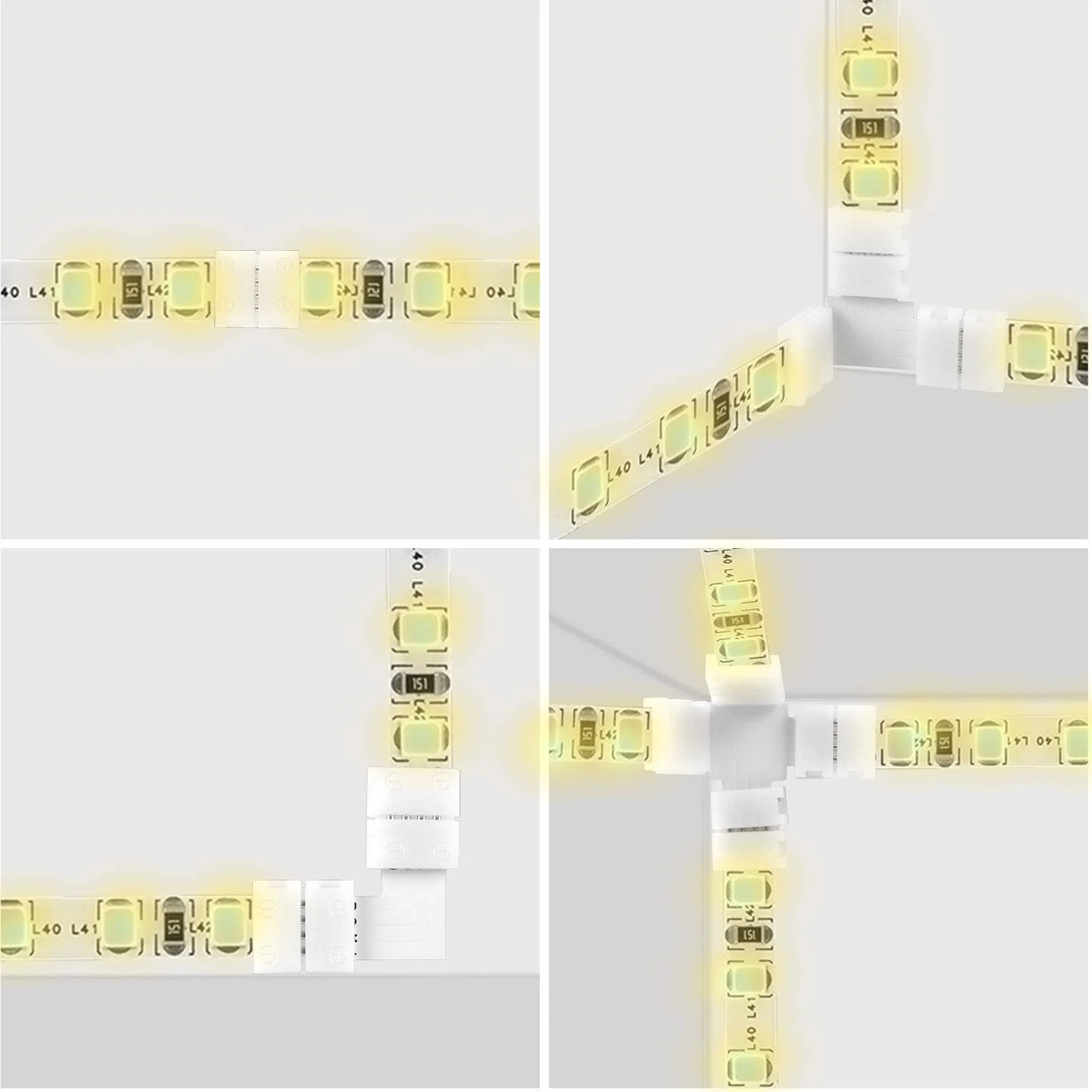 Złącza do taśm LED 10 mm 5050 RGB 4-pinowe 24 sztuki