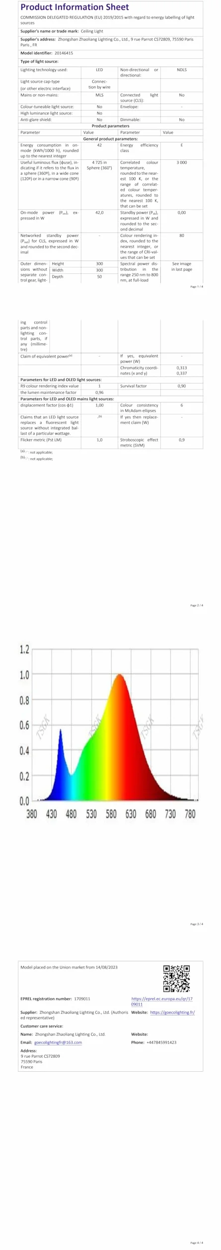 Comely Lampa Sufitowa LED 42W 4725LM 30cm 3000K Białe Akrylowe