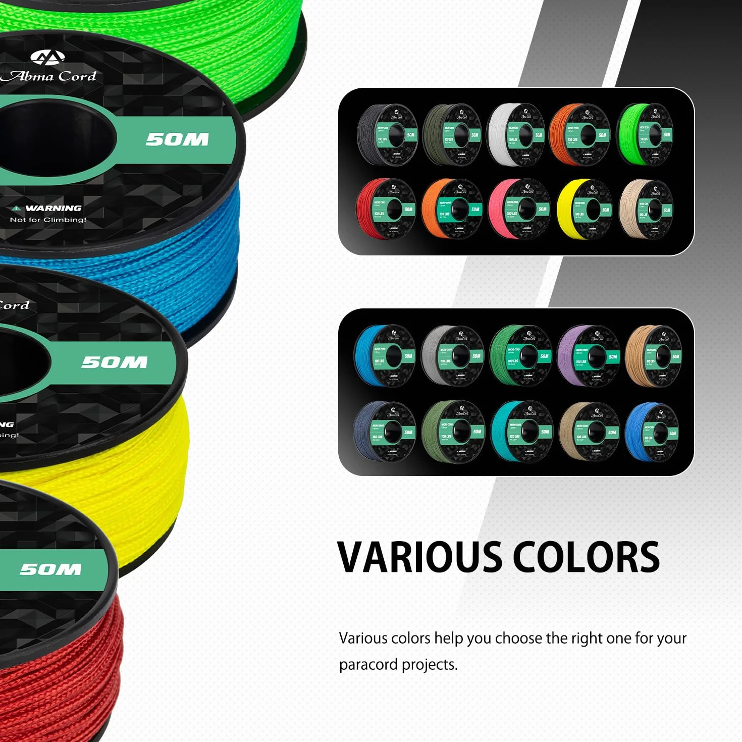 Paracord 1.18mm 50M Mikro Linka Szpula Czarny 45kg