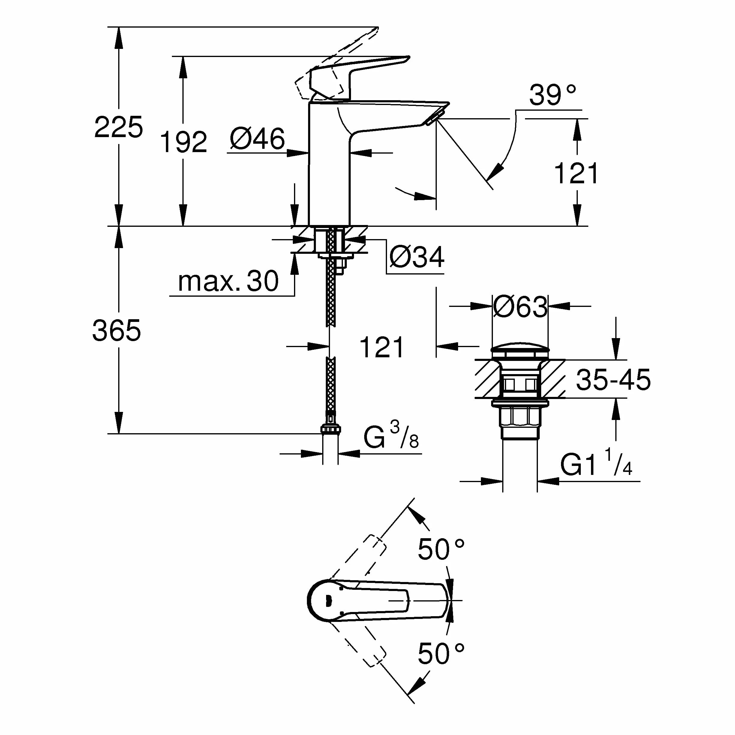 Grohe Start 2021 Bateria Szary 35.2 x 17.5 x 6.9 cm 1.8 kg