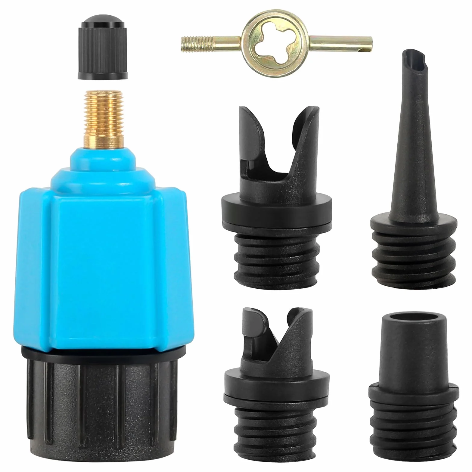 Adapter pompy SUP, adapter do pompy, adapter do pompy, konwerter z 4 dyszami gazowymi, adapter do zaworu SUP, Schrader, adapter do wentyli do pontonów, Stand Up Paddleboard, akcesoria do łóżka