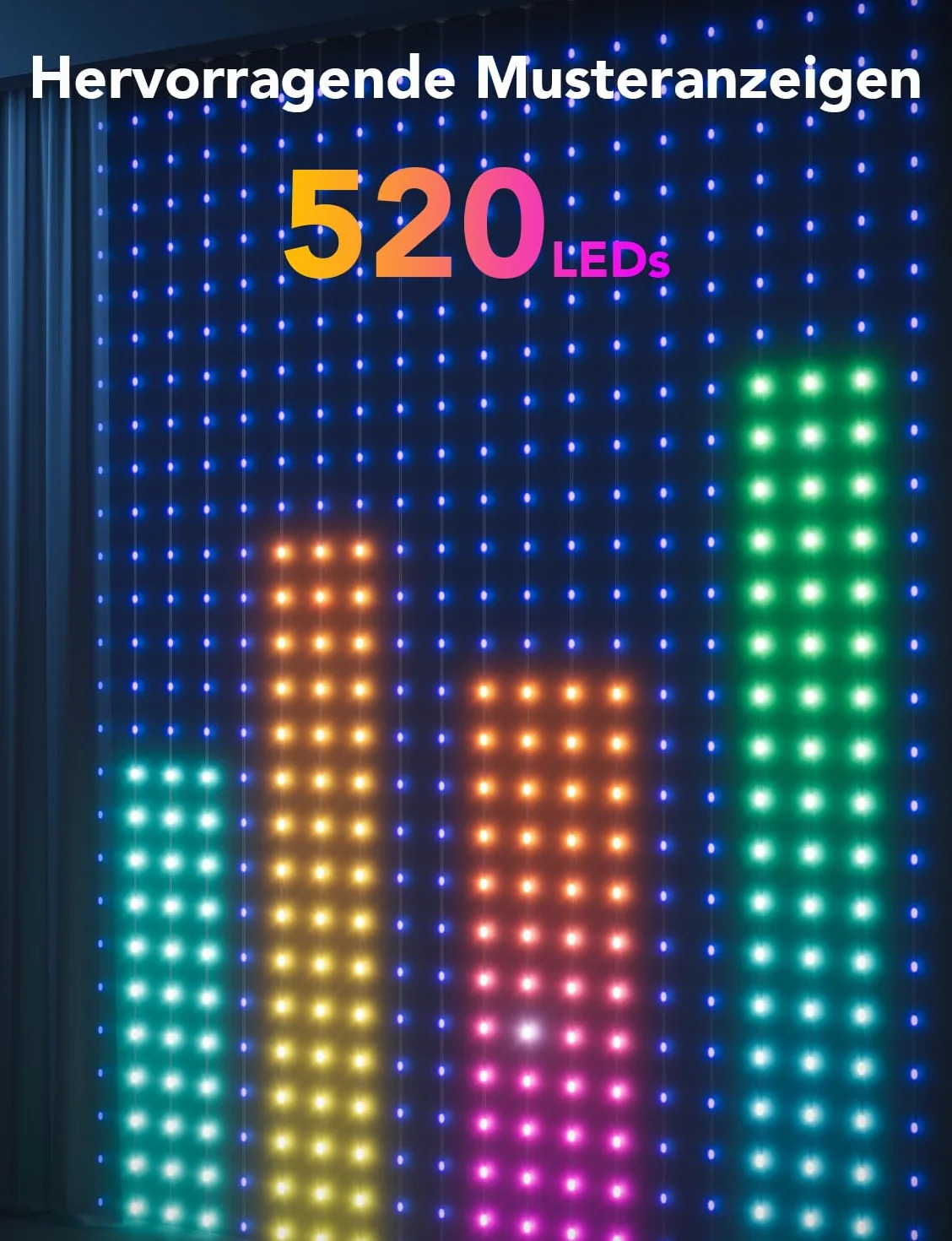 Govee Zasłona świetlna LED RGBIC 520 diod IP65 1,5x2 m na zewnątrz
