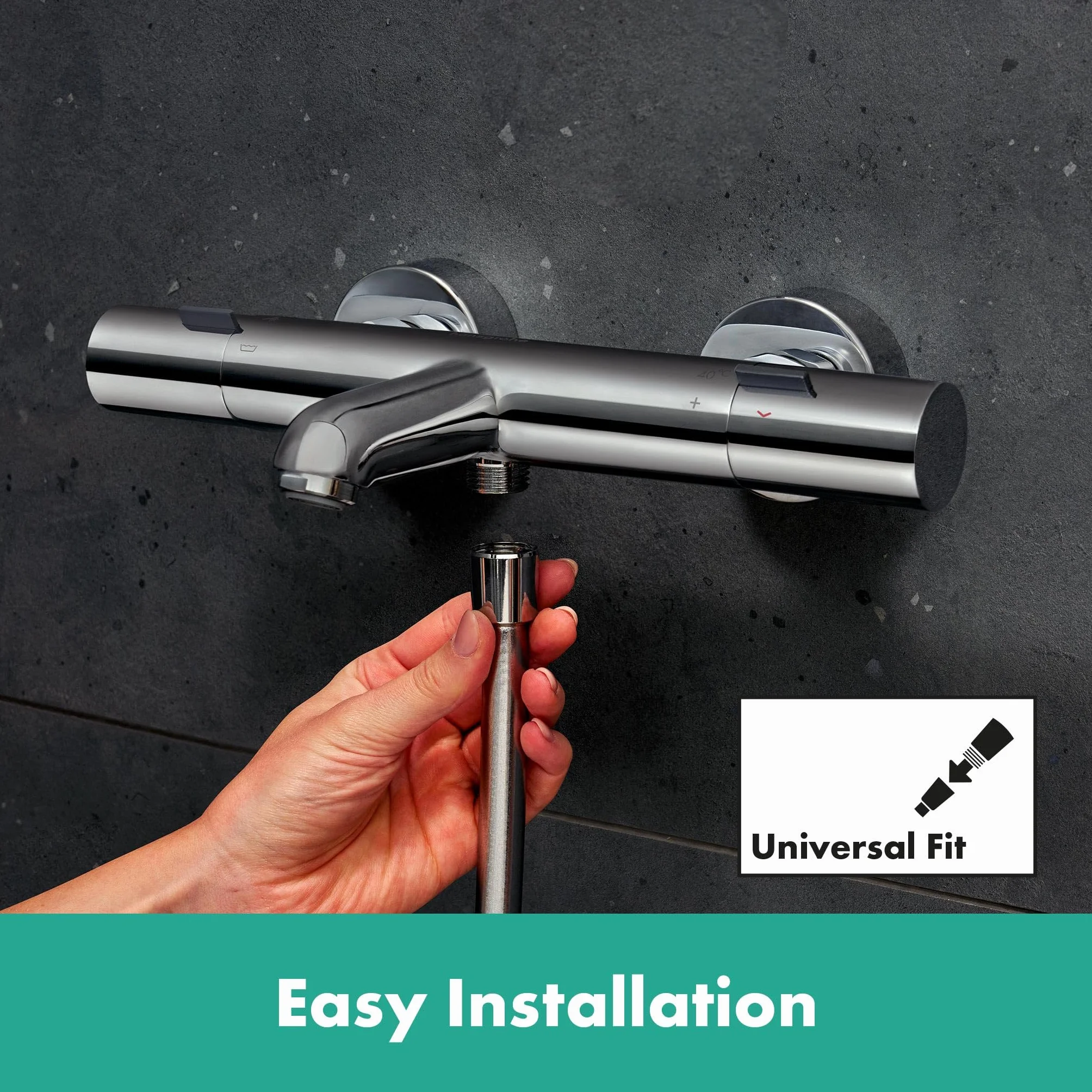 hansgrohe Ecostat Fine - bateria termostatyczna wannowa natynkowy z EcoStop+, chrom, 13325000
