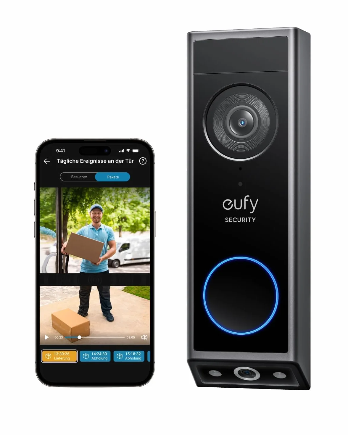 Eufy Security Video Doorbell E340 Podwójne kamery Bezprzewodowa 2K Full HD przewodowa lub bateryjna kolorowy noktowizor bez opłaty miesięcznej