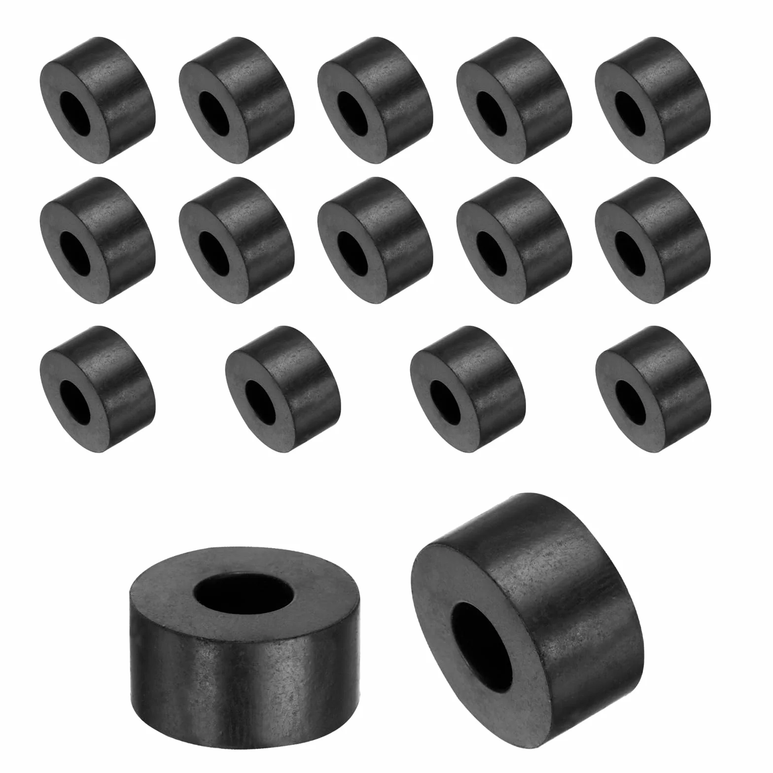 QUARKZMAN 16 szt. gumowych podkładek dystansowych o średnicy zewnętrznej 20 mm, średnicy wewnętrznej 8 mm, wysokości 10 mm, okrągłe podkładki antywibracyjne, tuleje gumowe, przelotki, grube podkładki