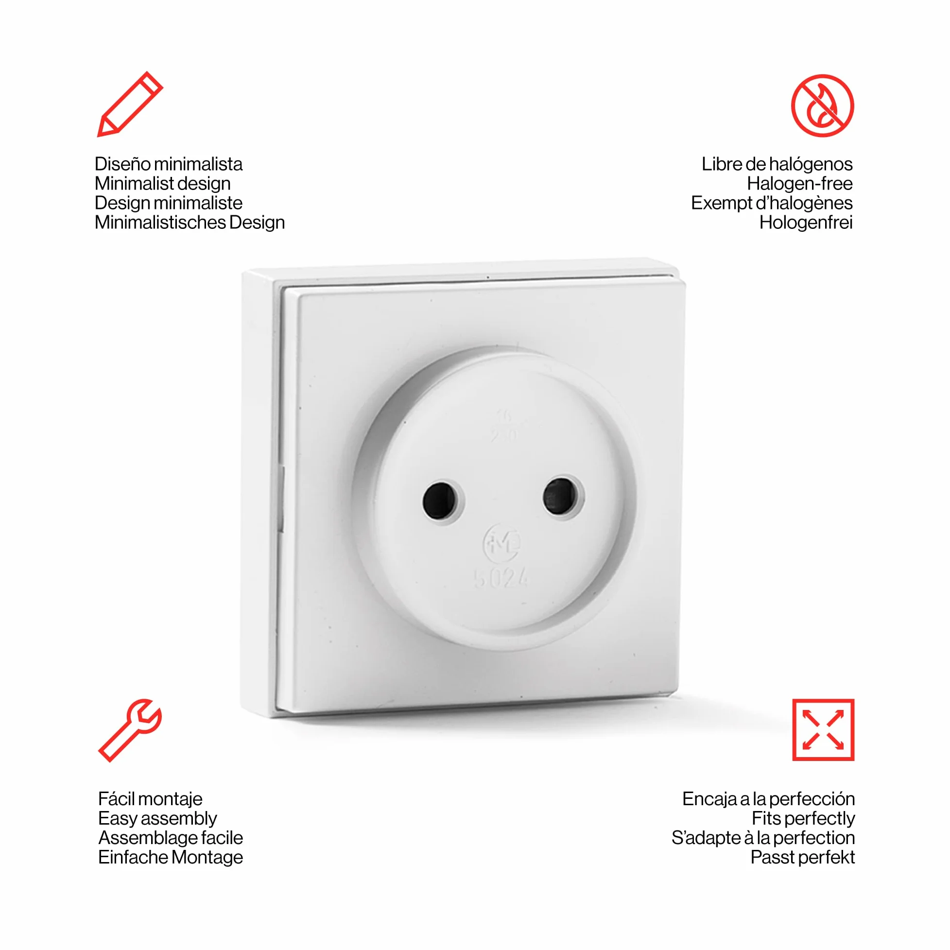 FAMATEL Gniazdo wtykowe natynkowe 65x65 mm 16A 250V Seria 5000 białe