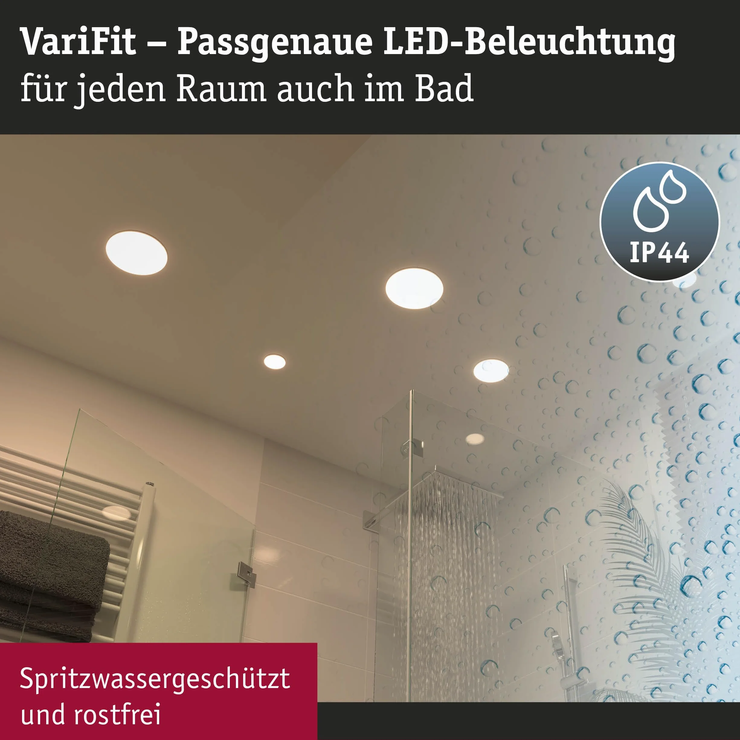 Paulmann Veluna VariFit panel LED oprawa do zabudowy IP44 neutralnie biały 75mm 4.5W satynowa tworzywo sztuczne 4000K