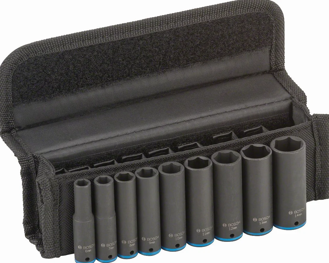 Bosch Profesjonalny zestaw wkładek do kluczy nasadowych 50 mm 6-14 mm 9-częściowy