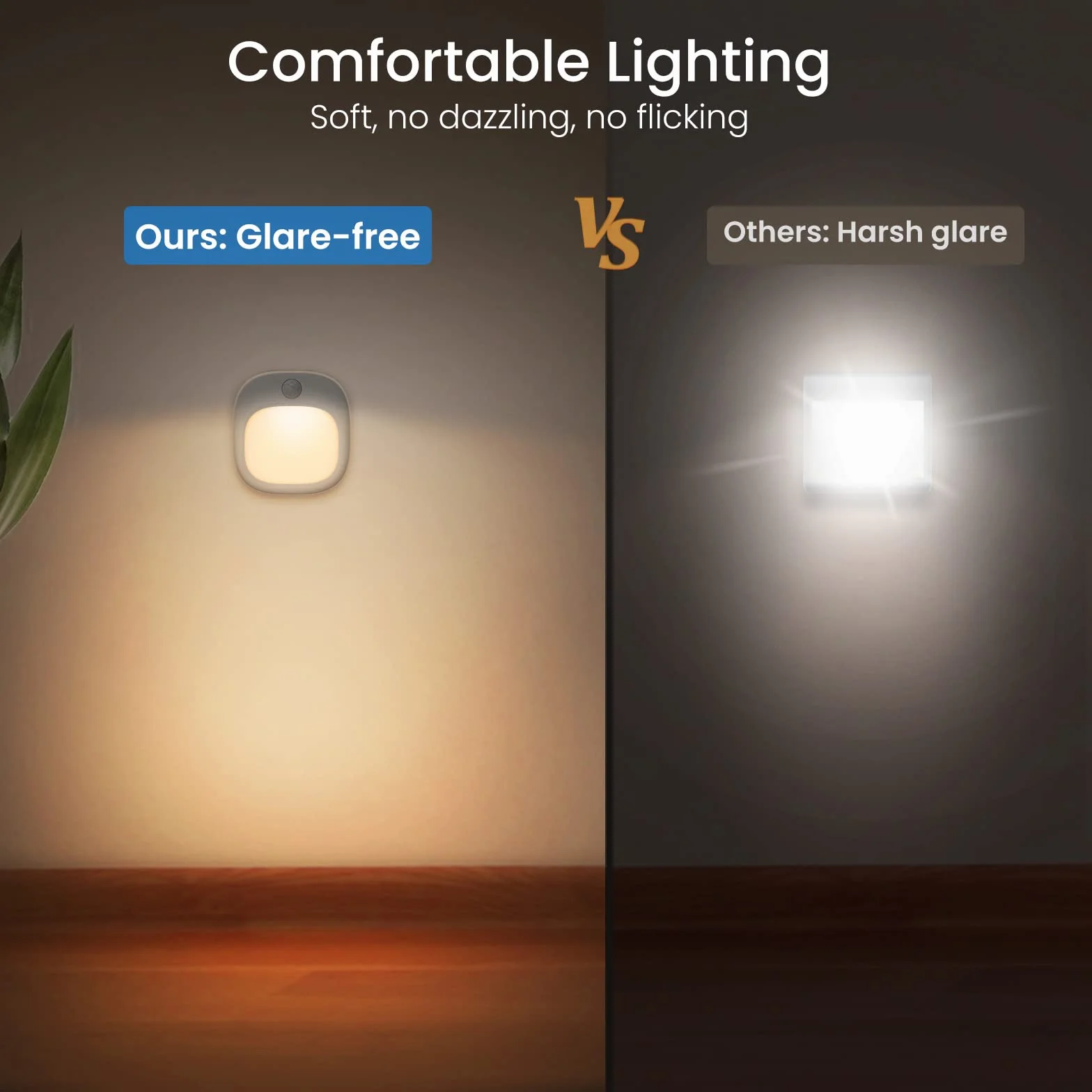 Lampki Nocne, [2 Sztuki] Ladowana Przez USB, 3 Kolory Lampki Nocne Led z Czujnikiem Ruchu, 15%-100% Sciemniania, Lampki Nocne dla Dzieci na Schody, Korytarz, Pokój Dziecięcy, Sypialnię