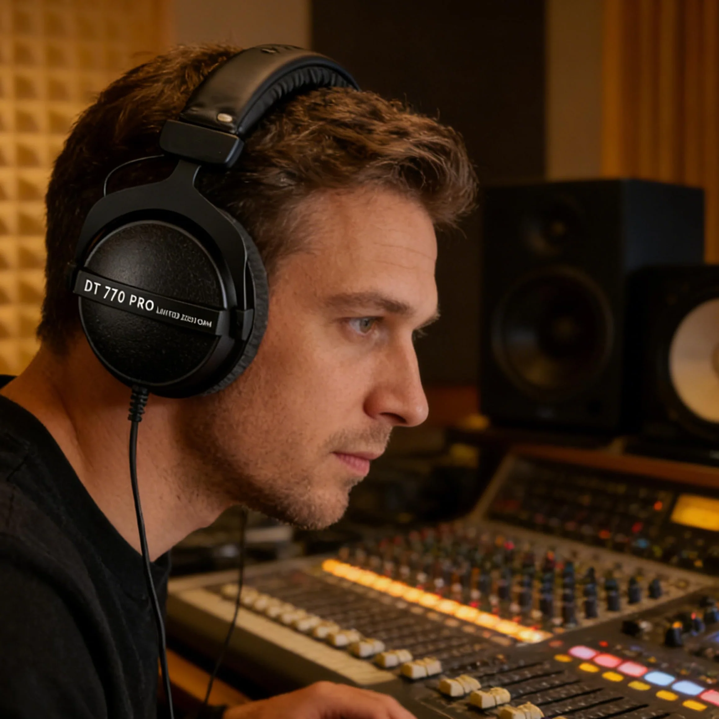 Defean Zestaw poduszek zastępczych 2 w 1 + opaska na głowę kompatybilne ze słuchawkami Beyerdynamic DT770/DT770M/DT770Pro/DT770 Pro HT/DT790/DT797/DT880/DT880 Pro/DT880 Pro czarny