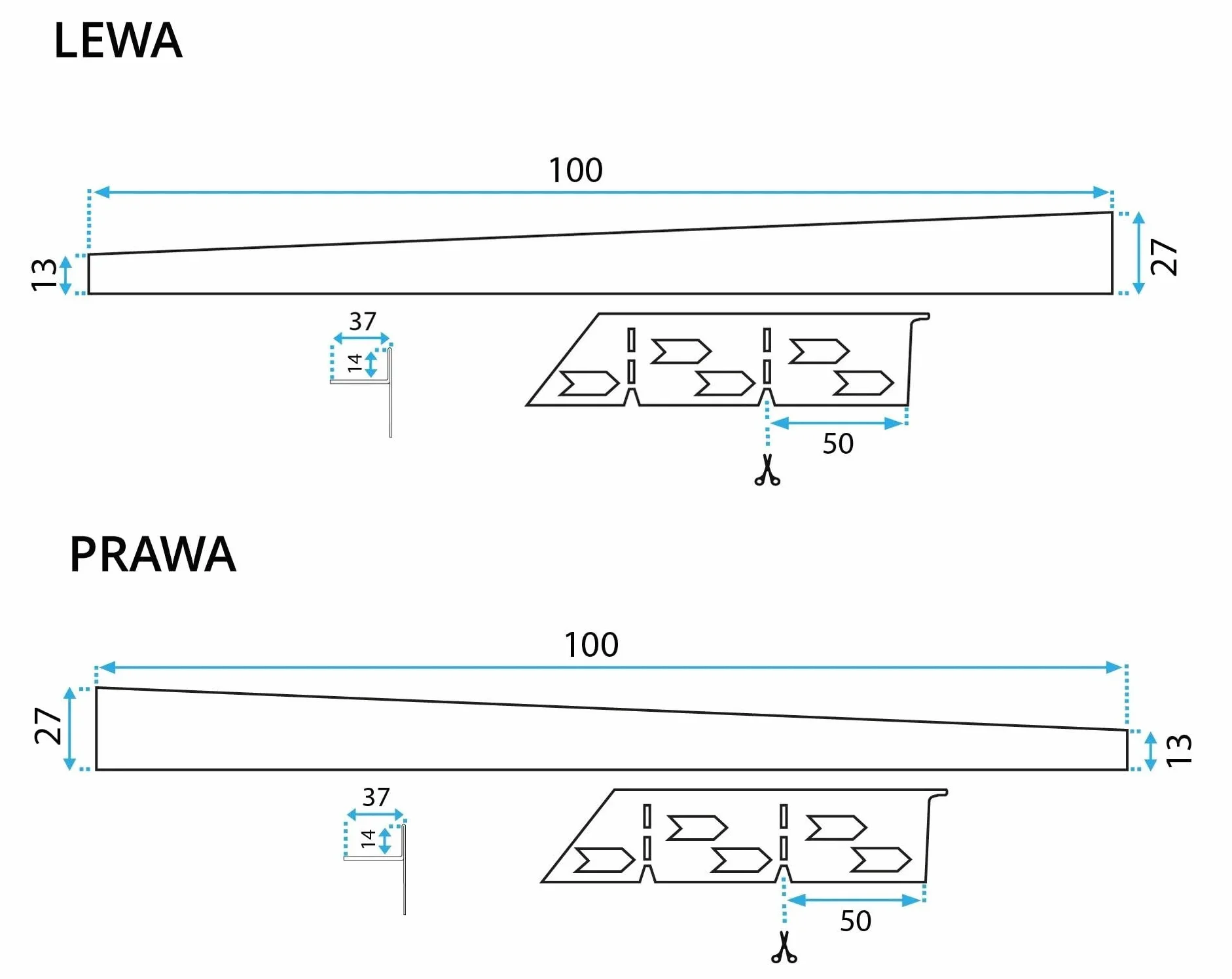 Listwa spadkowa do brodzika Rea 100 cm Nikiel Szczotkowany 100x3,7x2,2 cm