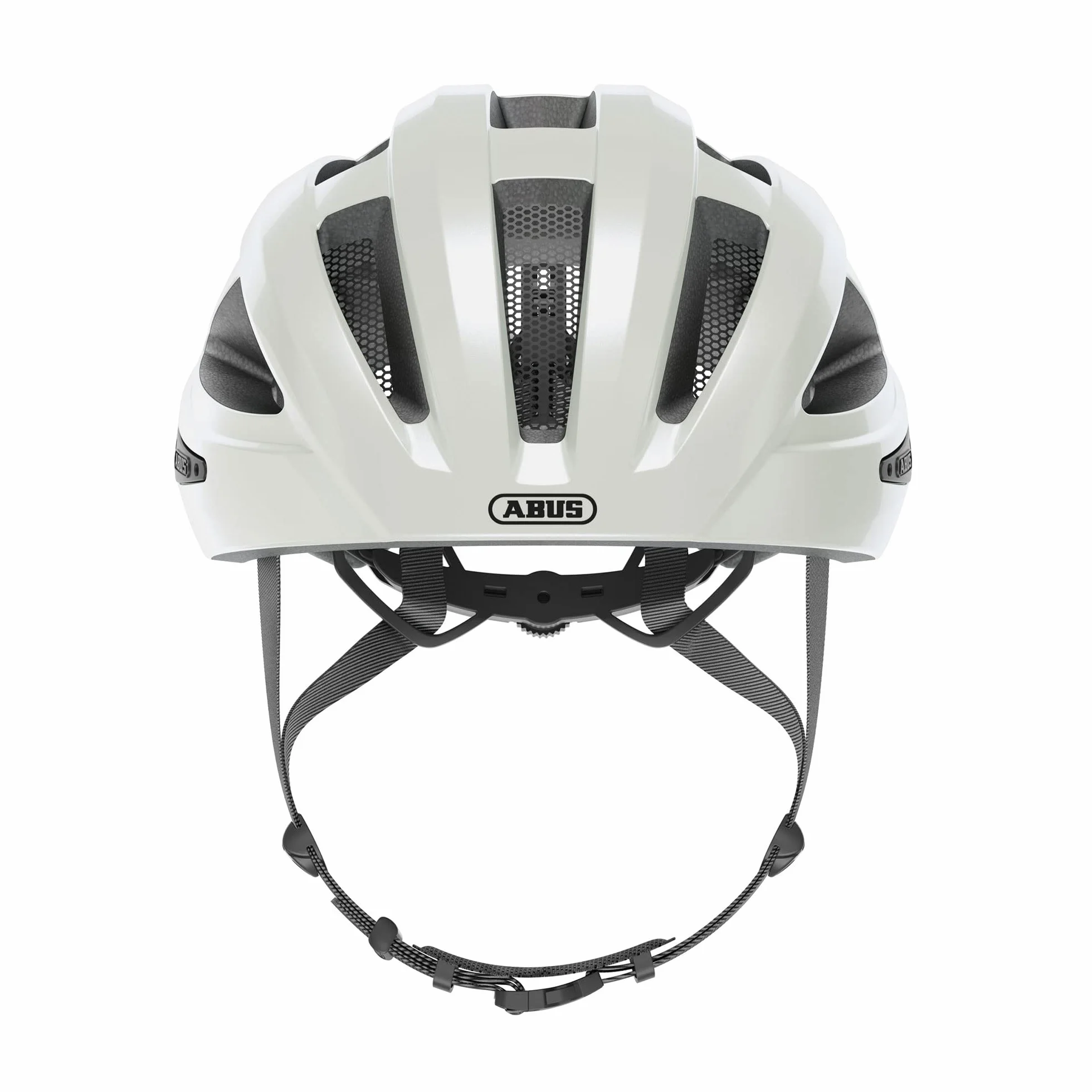 ABUS Kask szosowy Macator MIPS - podstawowy kask rowerowy z daszkiem - odpowiedni dla osób noszących kucyk - dla mężczyzn i kobiet - biały, rozmiar M