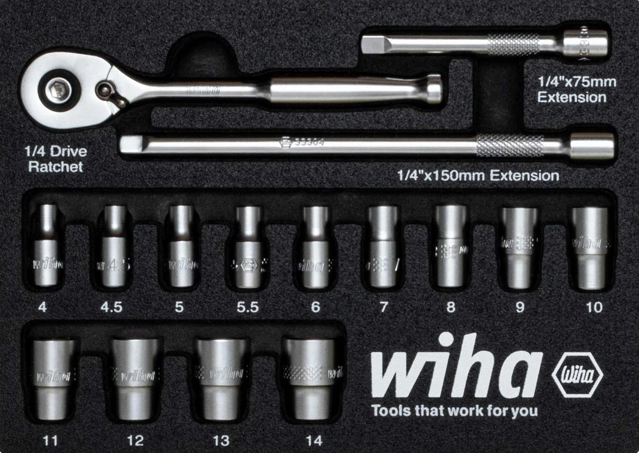 Wiha Zestaw 17 kluczy stożkowych 1/4" Dr. 6PT metryczne