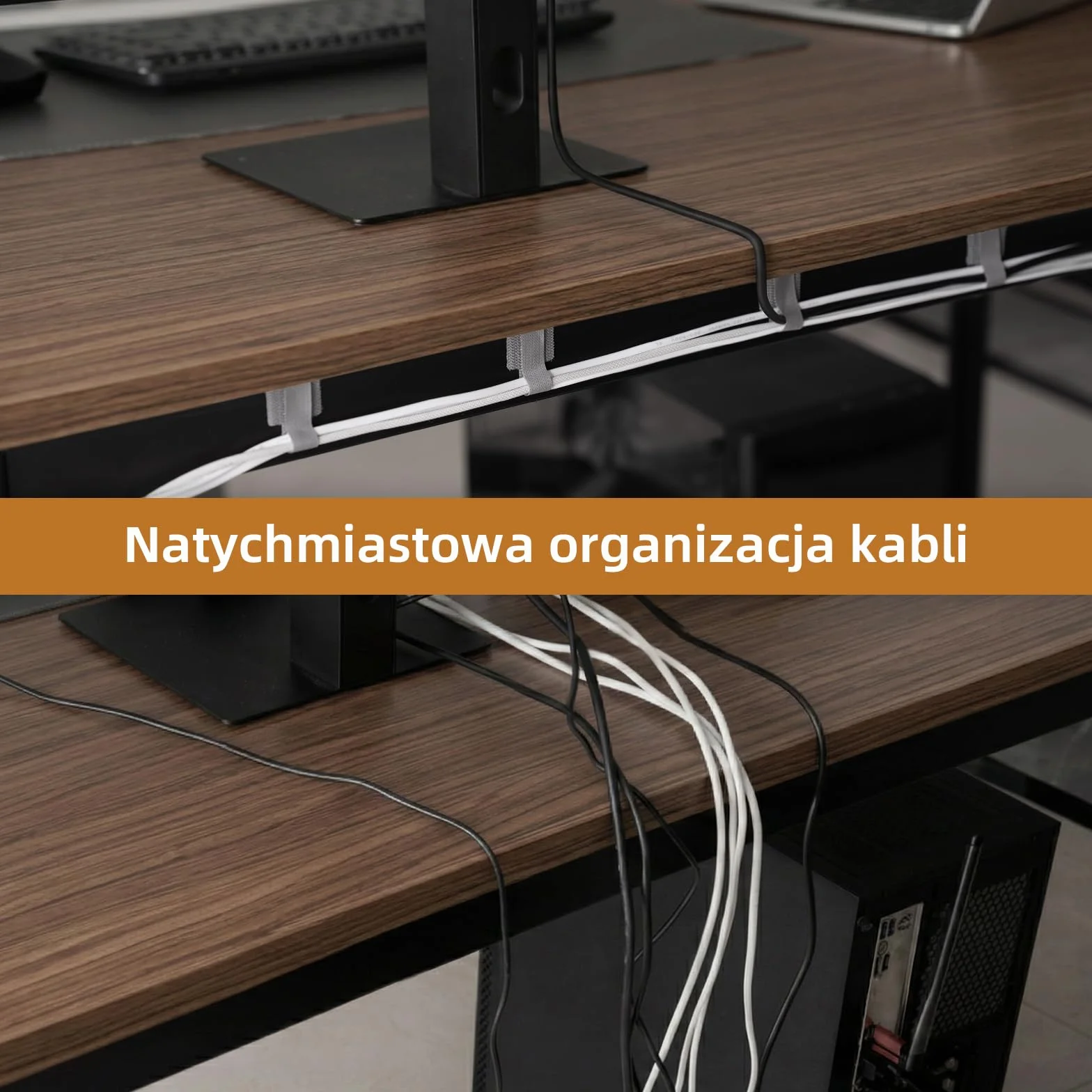 Paski do Zarządzania Kabli pod Biurkiem, Trilancer Samoprzylepne Organizery Kabli z Haczykiem i Pętelką, Klipsy do Kabli do Ścian, Sprzętów Kuchennych, TV i Komputerów, Biały i Szary (30 Sztuk)