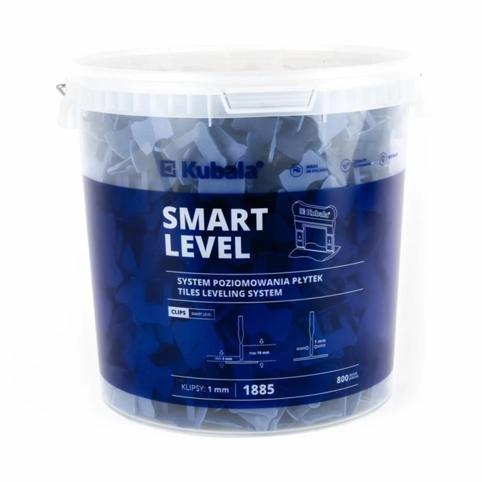 Kubala Smart Level Clip - 800 sztuk do fug 1,0 mm w wiaderku 20 l