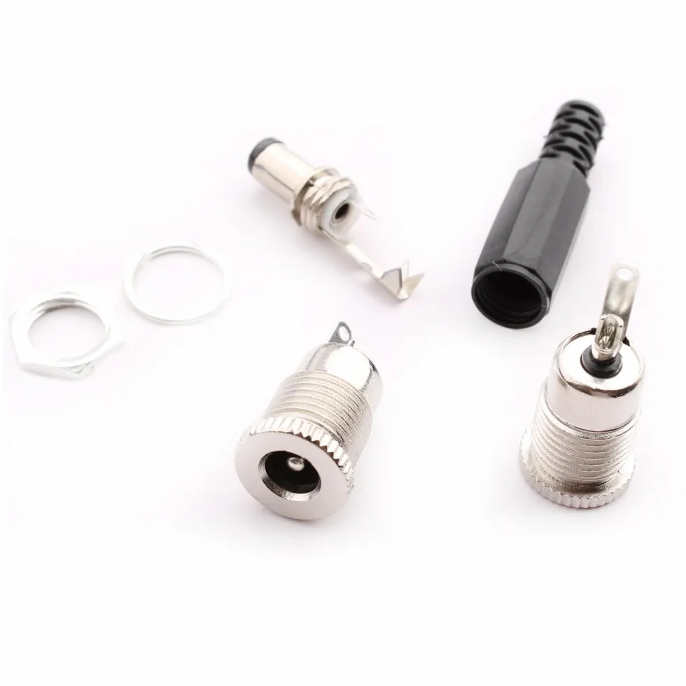 RUNCCI-YUN 12 szt. 5,5 x 2,5 mm gniazdo zasilania DC 5 V – 30 V 5 A żeńskie złącze do montażu panelowego, + 12 szt. wtyczka zasilająca 12 V + 12 szt. wodoodporna nasadka