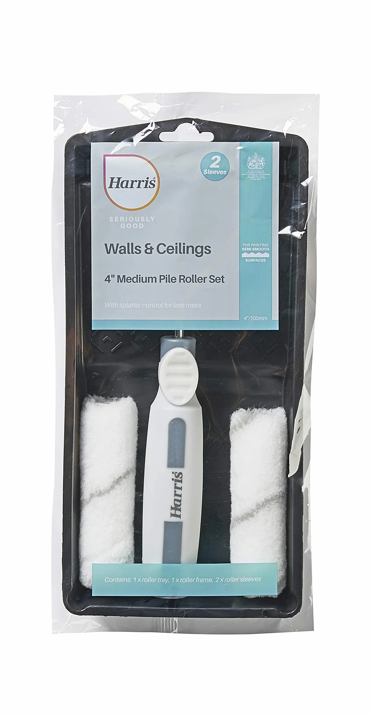Harris mini zestaw ściany i sufity 10 cm, taca, 4 ramy, 8 średnie runo tulejki rolkowe