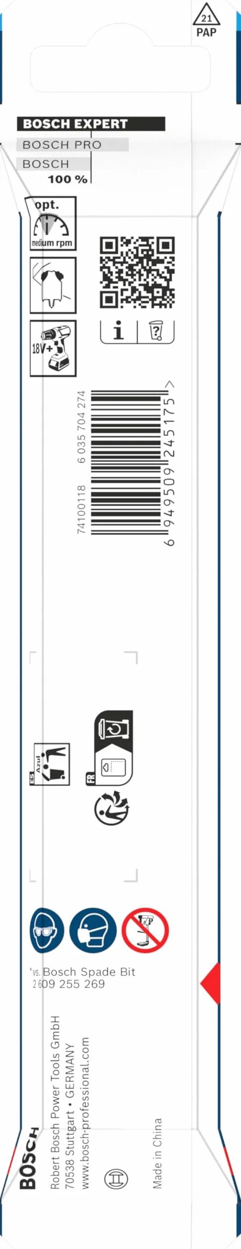 Bosch Wiertła płaskie EXPERT Self Cut Speed Ø 19,00 mm do Miękkie drewno, Płyta wiórowa Professional Akcesoria Wiertarki