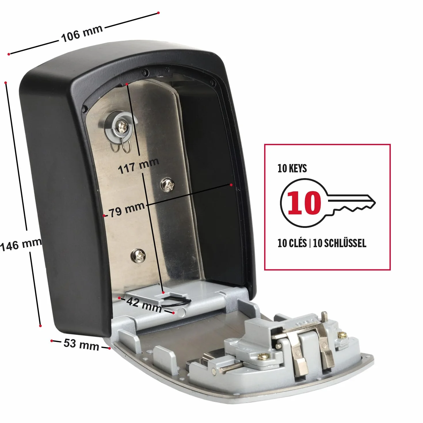 Master Lock sejf na klucze XL 106 x 146 x 53 mm czarny srebrny