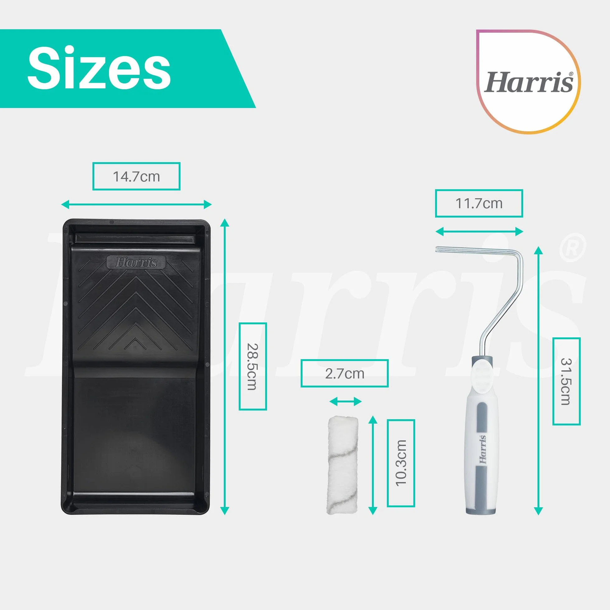 Harris mini zestaw ściany i sufity 10 cm, taca, 4 ramy, 8 średnie runo tulejki rolkowe
