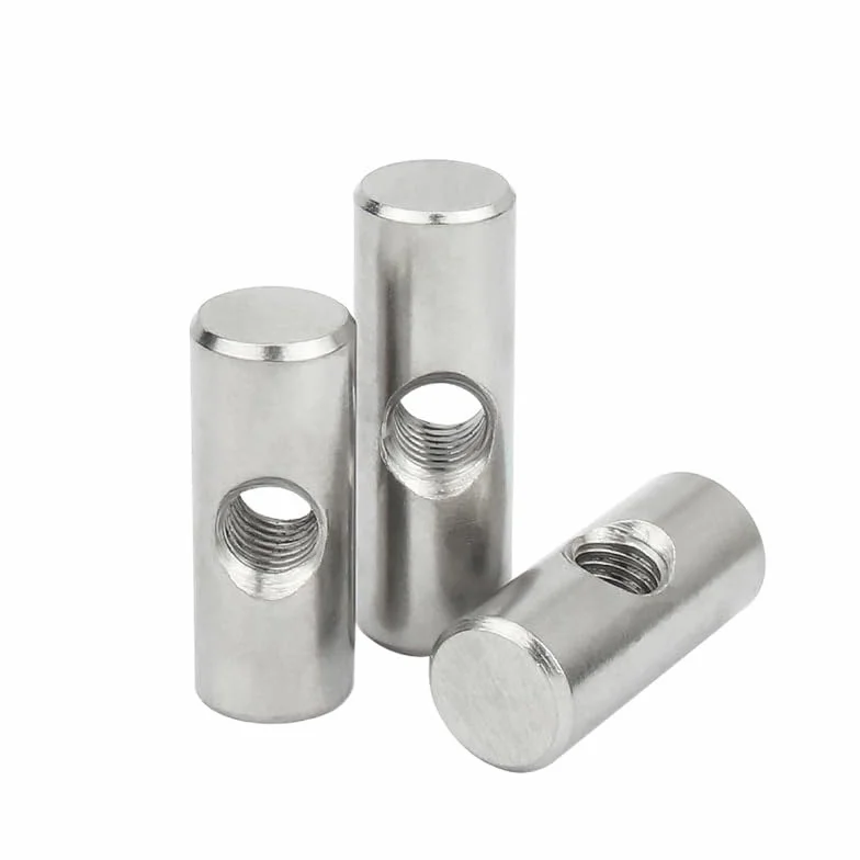 304 Stainless Steel Barrel Nut Bolts M4 M5 M6 Cylindrical Pin Dowel Cross Hole Hammer Embedded Nut for Wood Furniture