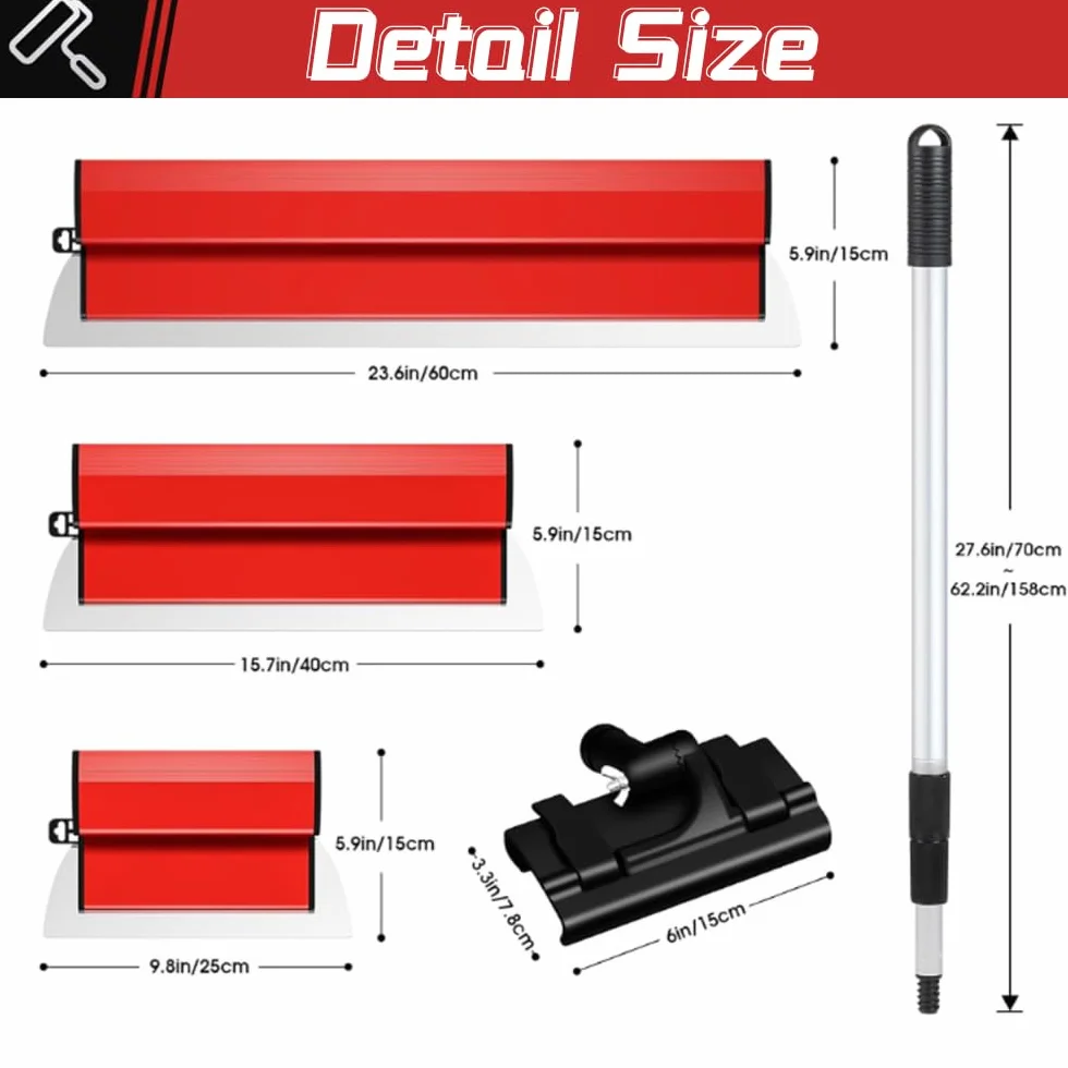 Cocoarm Ostrza szpachlowe 10,16 & 24 mm z uchwytem teleskopowym 27-61 cm zestaw