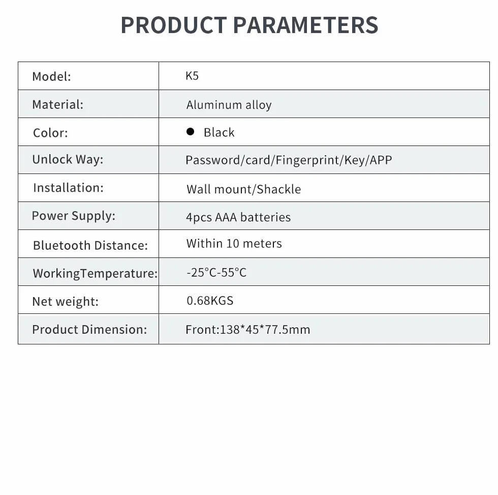 Podłączona skrzynka na klucze - Internet przez Tuya i bramę Bluetooth/Wi-Fi 2.4 GHz - Metody: Smartphone, kod, odcisk palca, karty RFID (4) + klucze awaryjne (2) - IP65