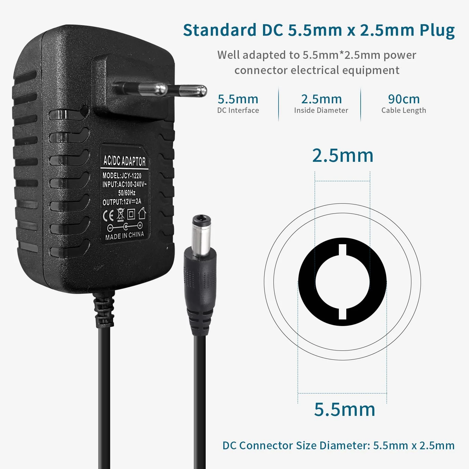 Zasilacz Uniwersalny 12V 2A AC 100-240V DC 24W Adapter Impulsowy Do Taśm LED Routerów