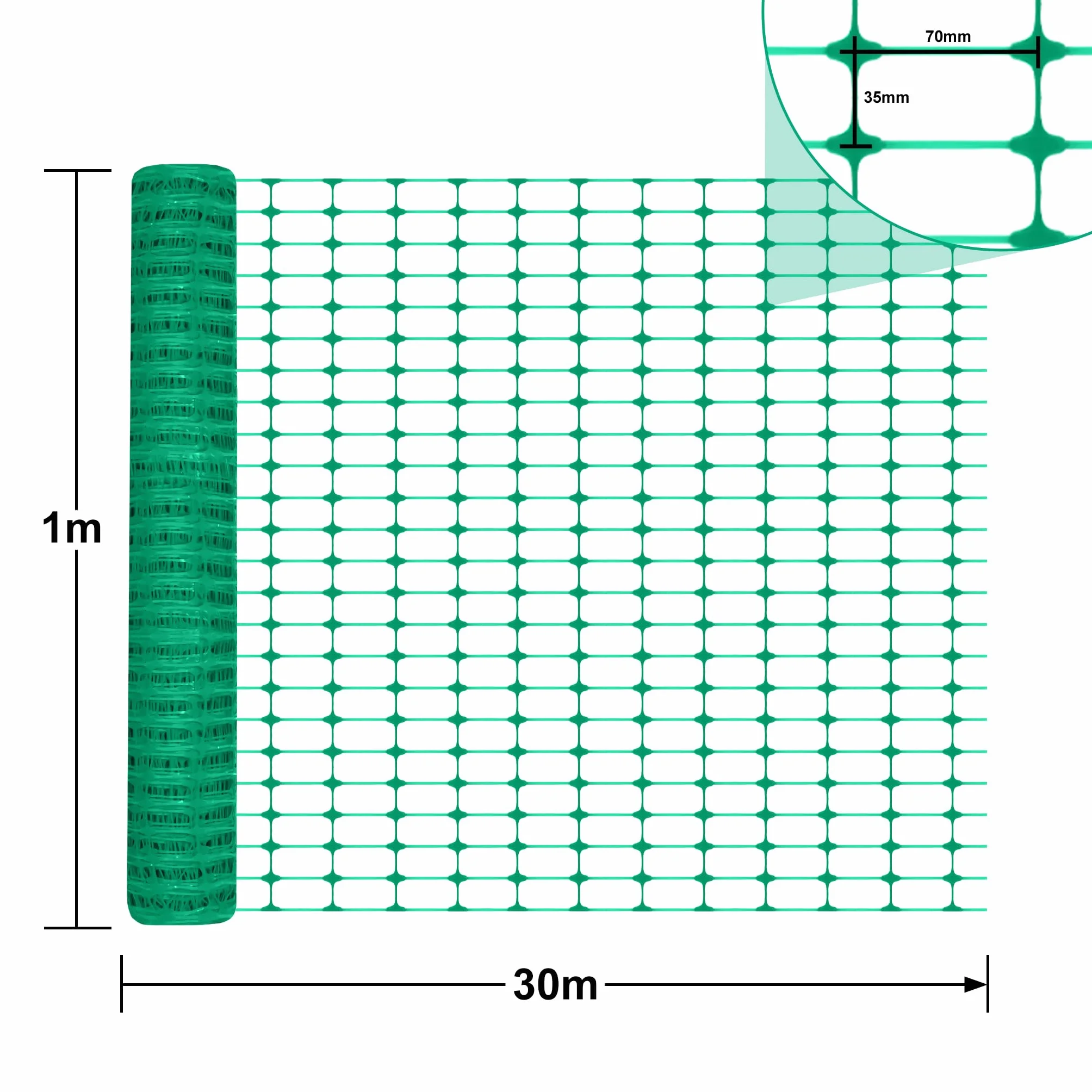ACXIN Ogrodzenie odcinające, siatka ochronna, 1 x 30 m, wielkość oczek 75 x 35 mm
