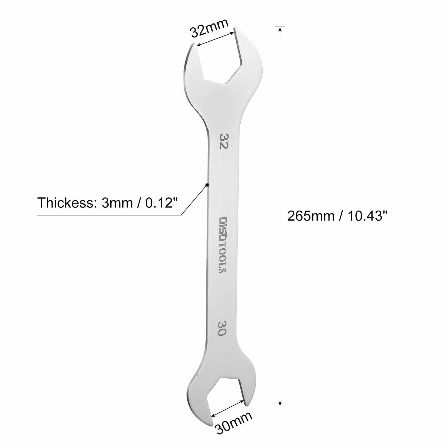QUARKZMAN Cienki klucz oczkowy 30 mm x 32 mm, metryczny, dwustronny klucz płaski