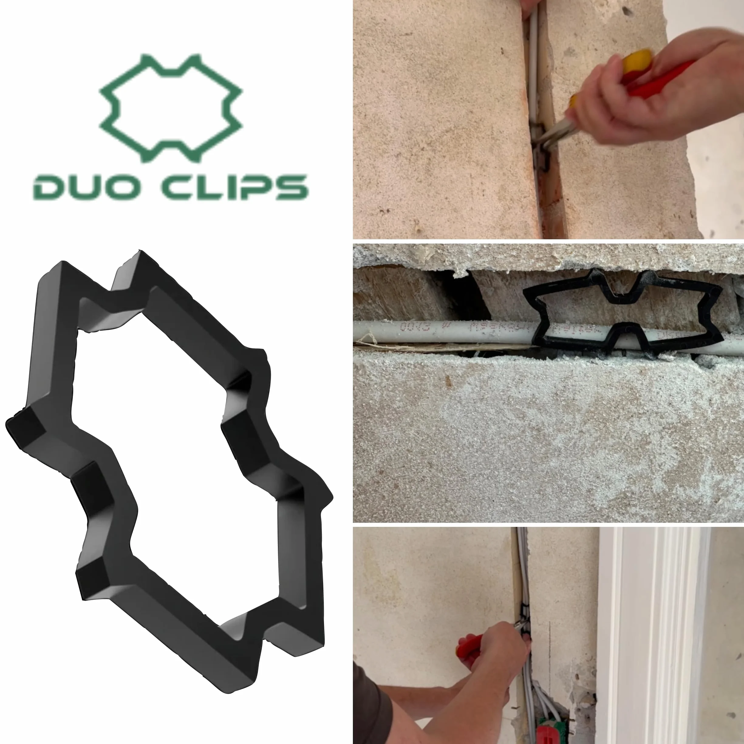 DUO CLIPS Uniwersalny uchwyt na kable 22-50 mm 100 sztuk | Klips do kabli, Mocowanie do kabli, Uchwyt do przewodów i rur (100)