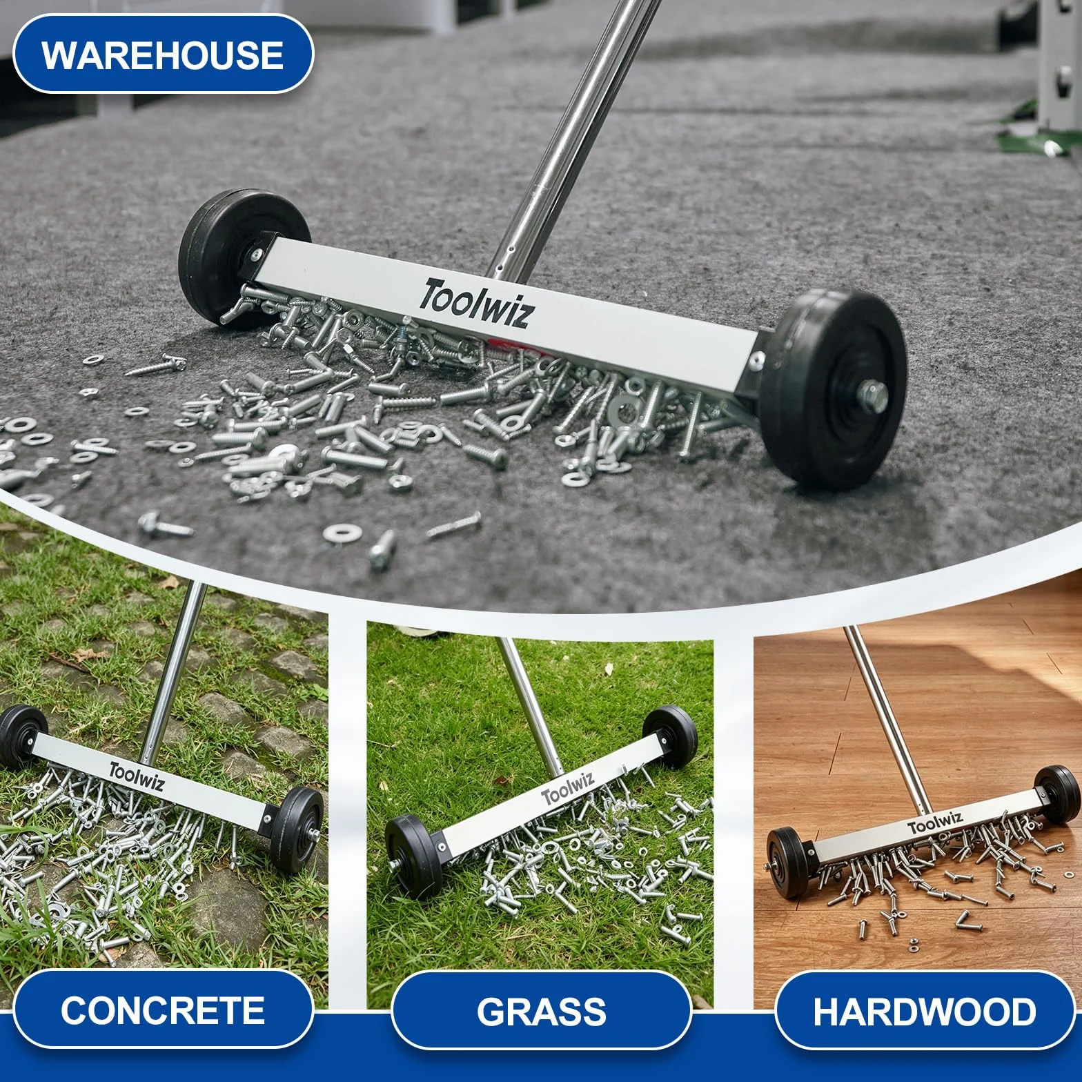 Toolwiz Zamiatarka magnetyczna 43,2 cm 4 kg z teleskopowym uchwytem
