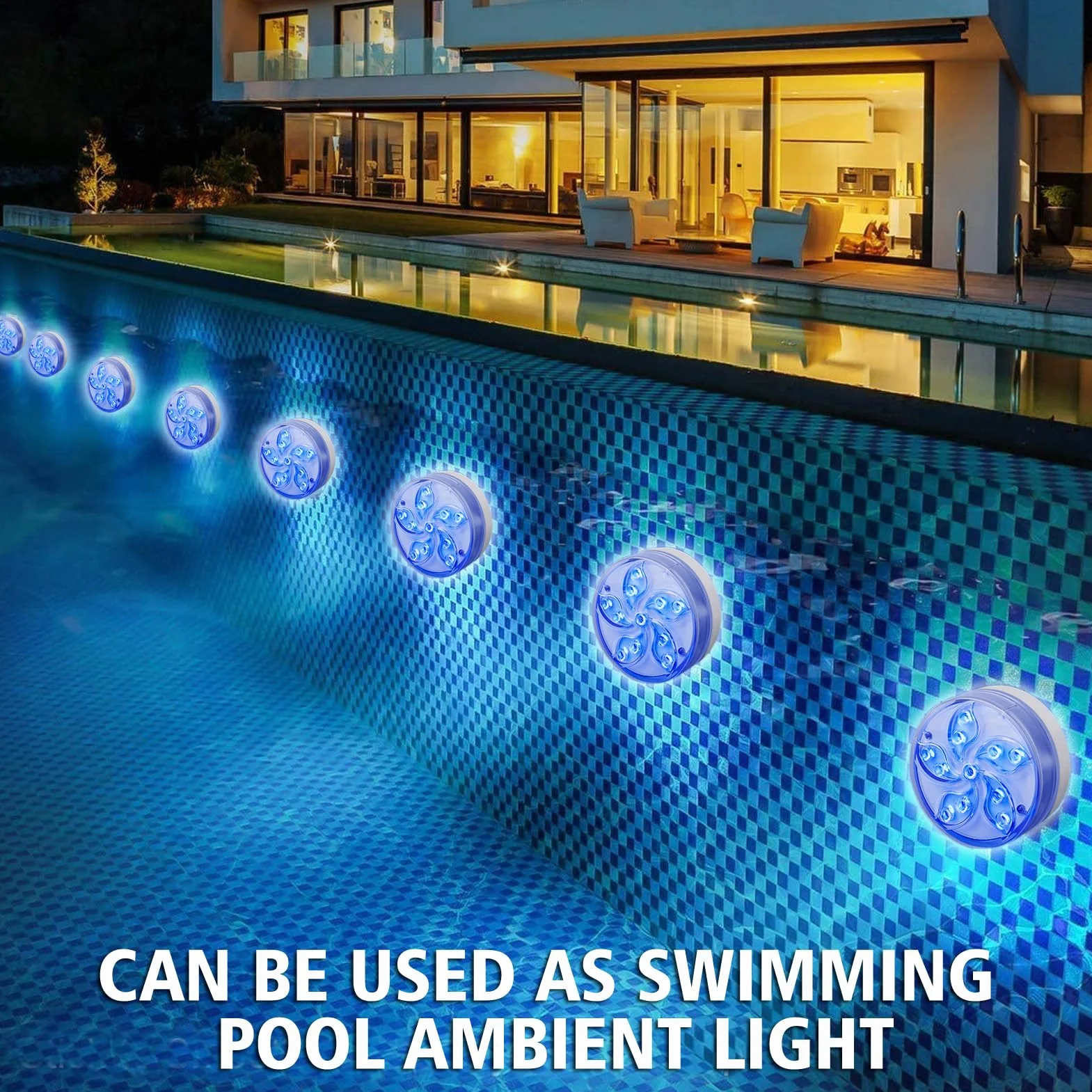auvstar Oświetlenie basenowe LED do basenu, podwodne, kolorowe lampy LED do wanny, wielokrotnego ładowania, zmieniające się kolory, oświetlenie jacuzzi, podwodne (styl A, 2 sztuki)