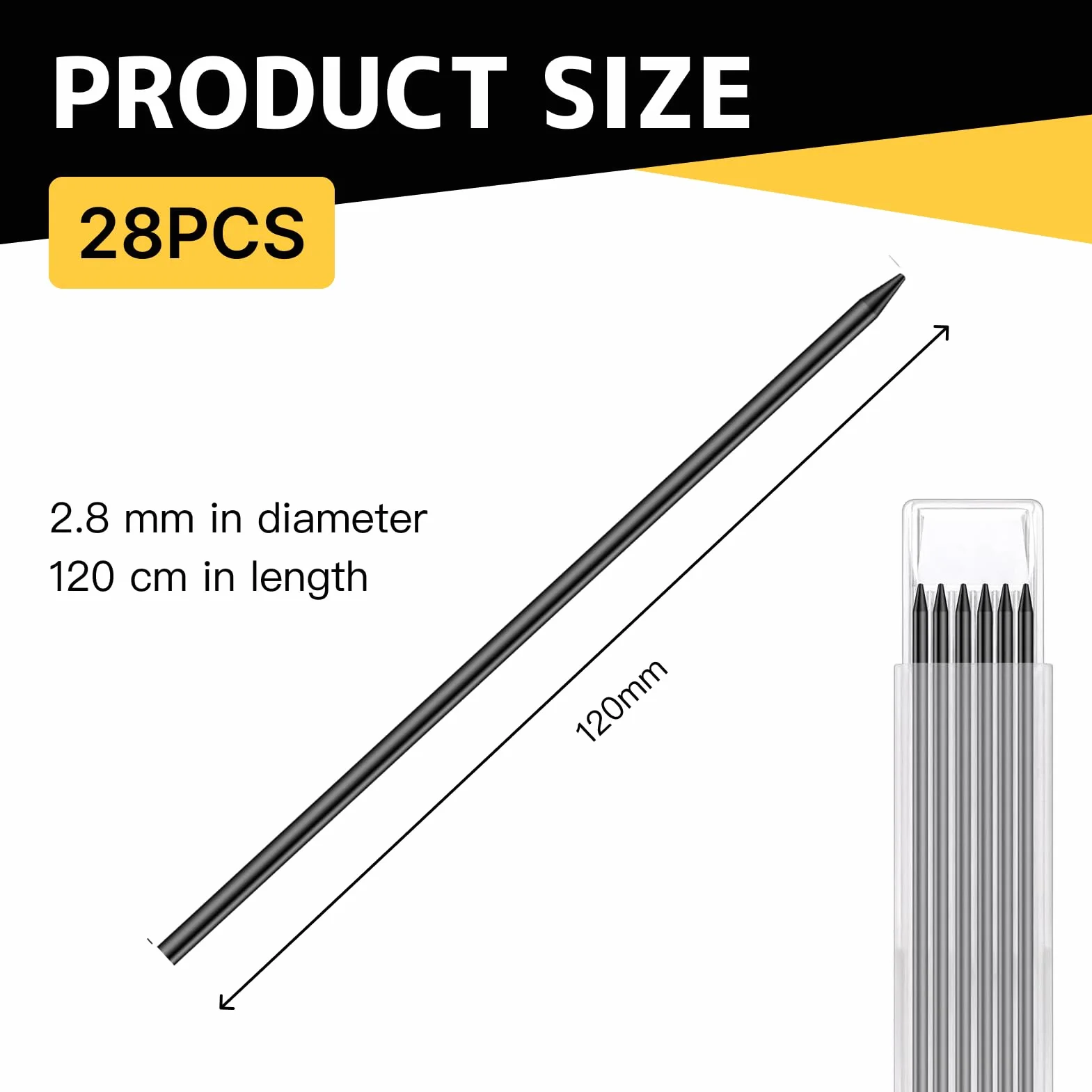 Mine Carpenter zamiennik ołówka profesjonalny długopis budowlany wkłady stolarskie 2,8 mm 24 szt.