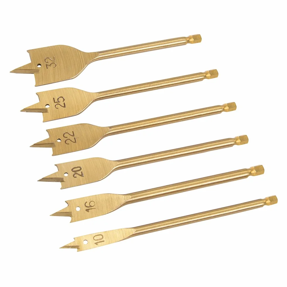 Silverline DS32 płaskie wiertła frezujące powlekane tytanem zestaw 6-częściowy 10–32 mm