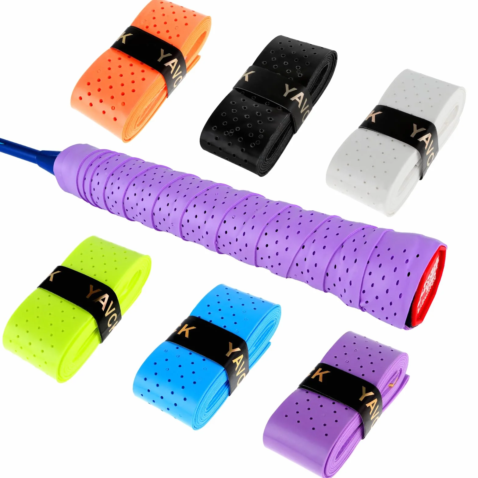 Ymapinc Profesjonalna taśma do chwytania, antypoślizgowa, perforowana, chłonna, do tenisa Pickleball, overgrip badminton, oddychająca, szybkoschnąca, 6 szt
