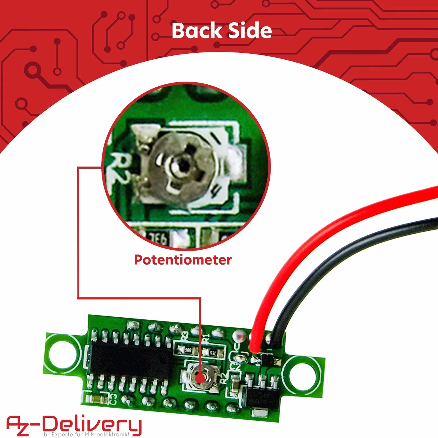 AZDelivery 3 x 0,28 cala Mini woltomierz cyfrowy z 7-segmentowym wyświetlaczem LED 2,5 V - 30 V, wyświetlacz napięcia, moduł pomiaru napięcia, 4 kolorowy wyświetlacz kompatybilny z Arduino i E-book w zestawie!