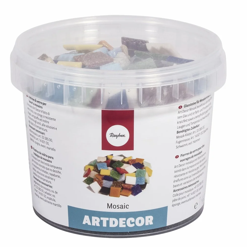 Rayher Artdecor mieszanka mozaiki szklanej 2 x 2 cm, 325 sztuk, 1 kg, kolorowa mozaika