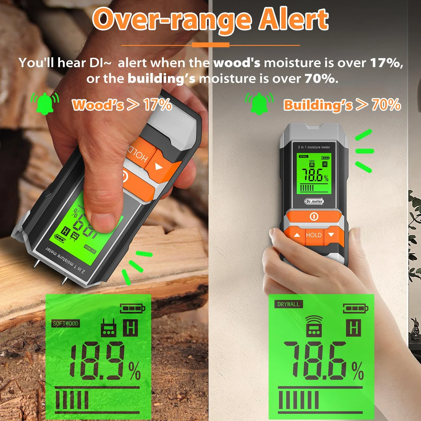 2-pinowy tester wilgotności powietrza, cyfrowy wyświetlacz LCD HD