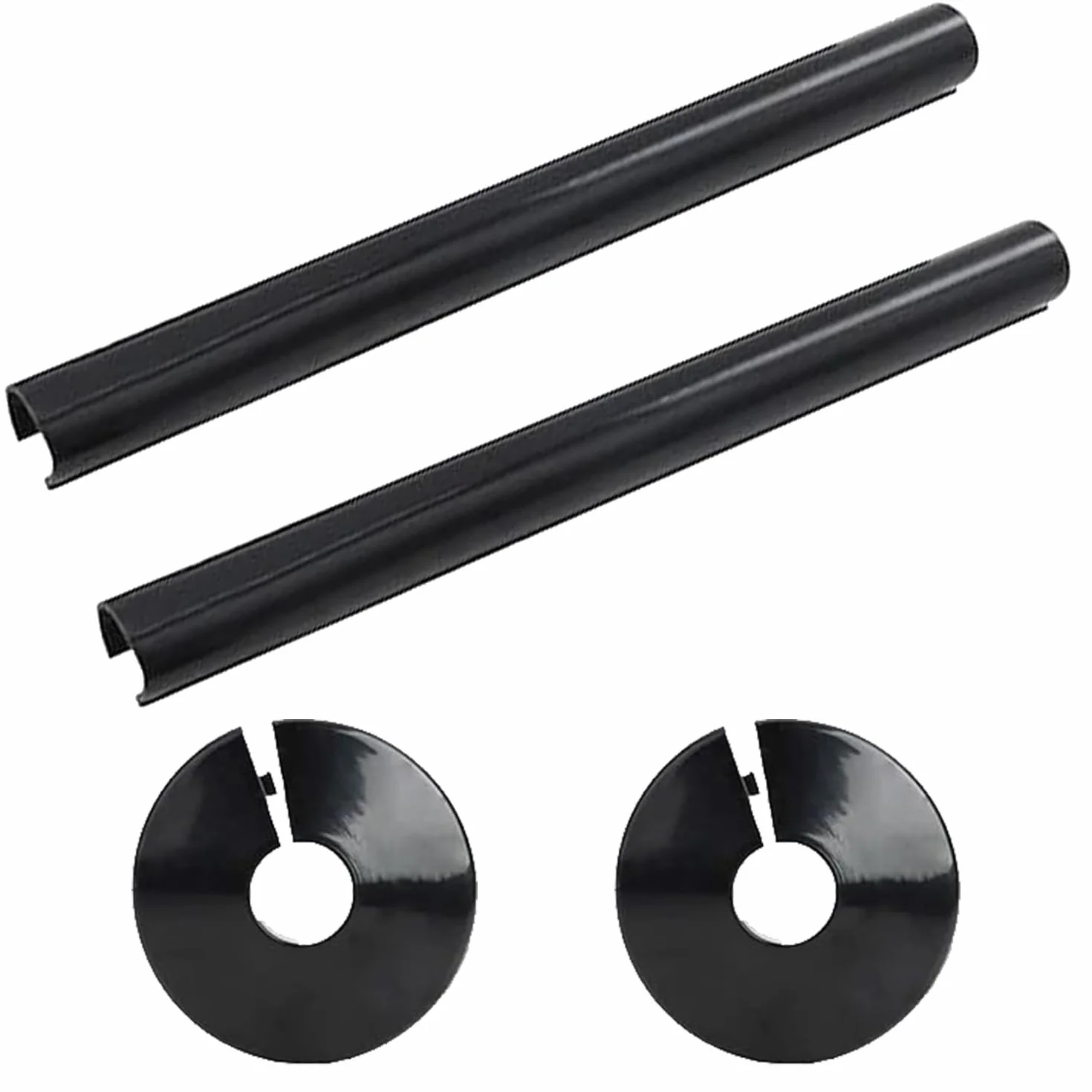 Osłony rur grzejnikowych 15 mm x 200 mm czarne zestaw 2 sztuk