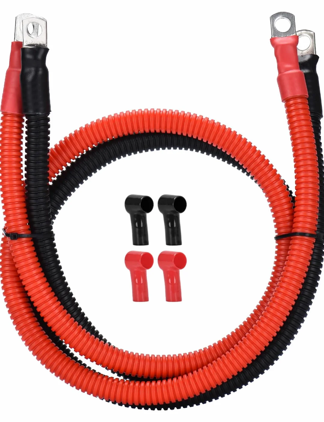 Kabel do akumulatora 50 mm2 0 AWG 80 cm silikonowy miękki elastyczny odporny na wysokie temperatury rura falista