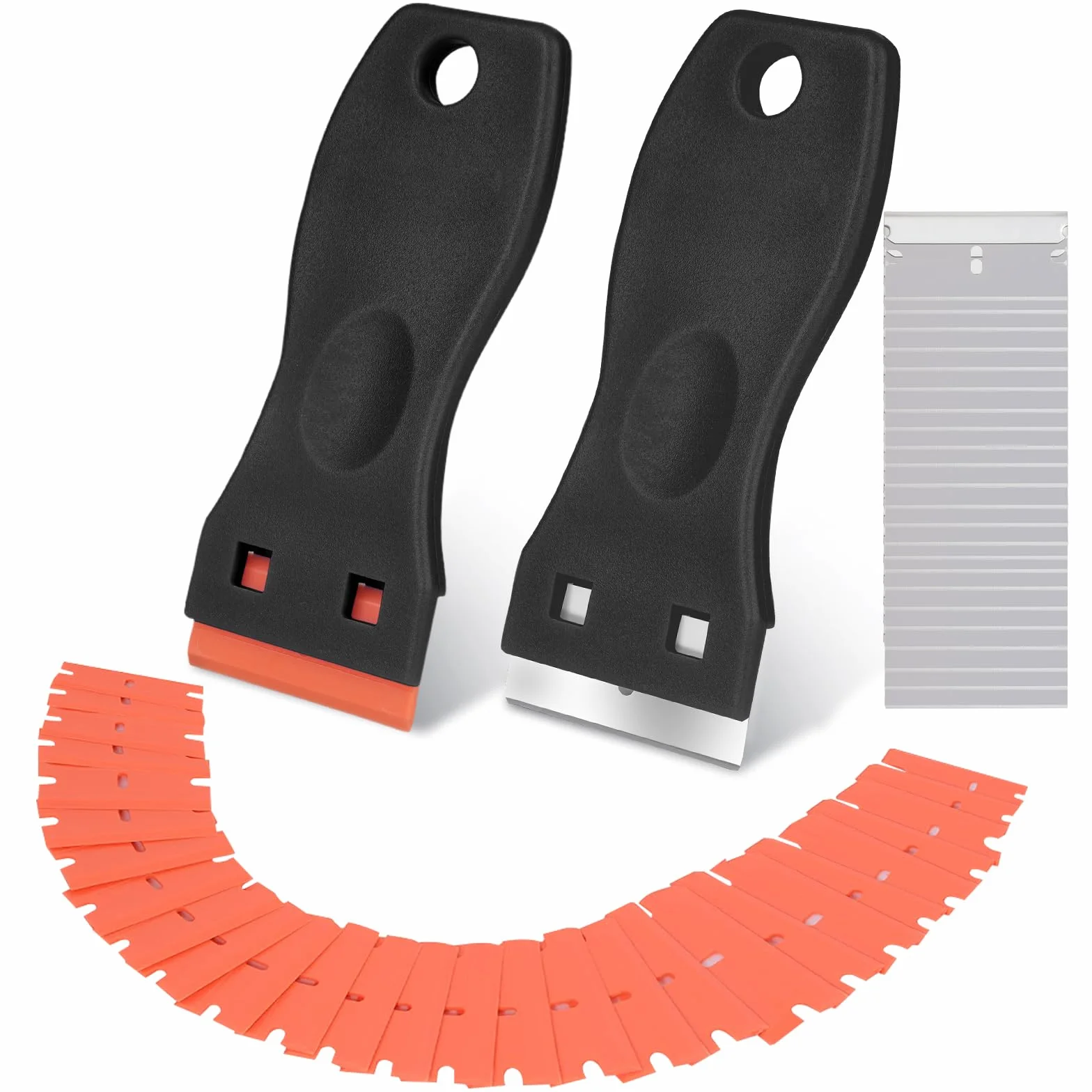 Flintronic Plastikowy skrobak z 120 szt. ostrzy, narzędzie do czyszczenia etykiet, naklejek