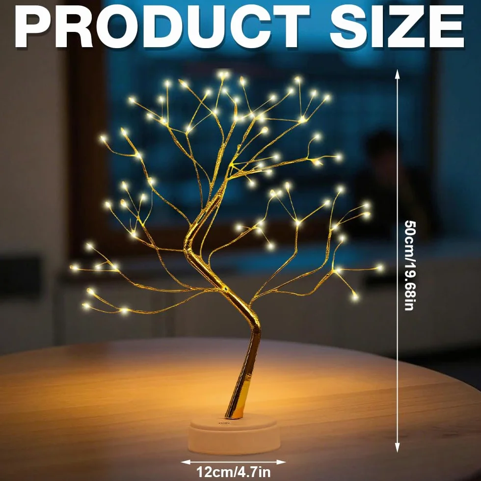 Drzewko świetlne LED, 108 lampek LED, lampka stołowa bonsai, dekoracja bożonarodzeniowa do wnętrz, ciepła biel, do domu, na wesele, festiwal, zasilanie USB/bateryjne