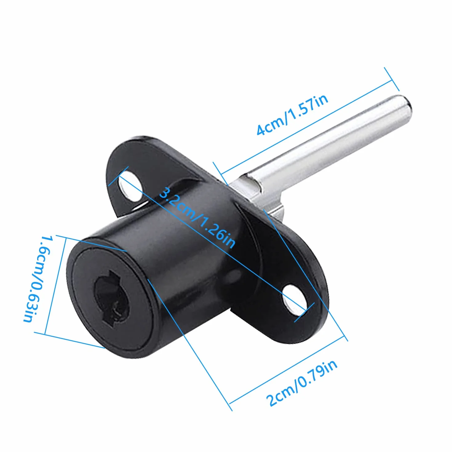 Zamek szufladowy z kluczem do mebli, zamek tłokowy, średnica 16 mm, długość 61 mm, czarny