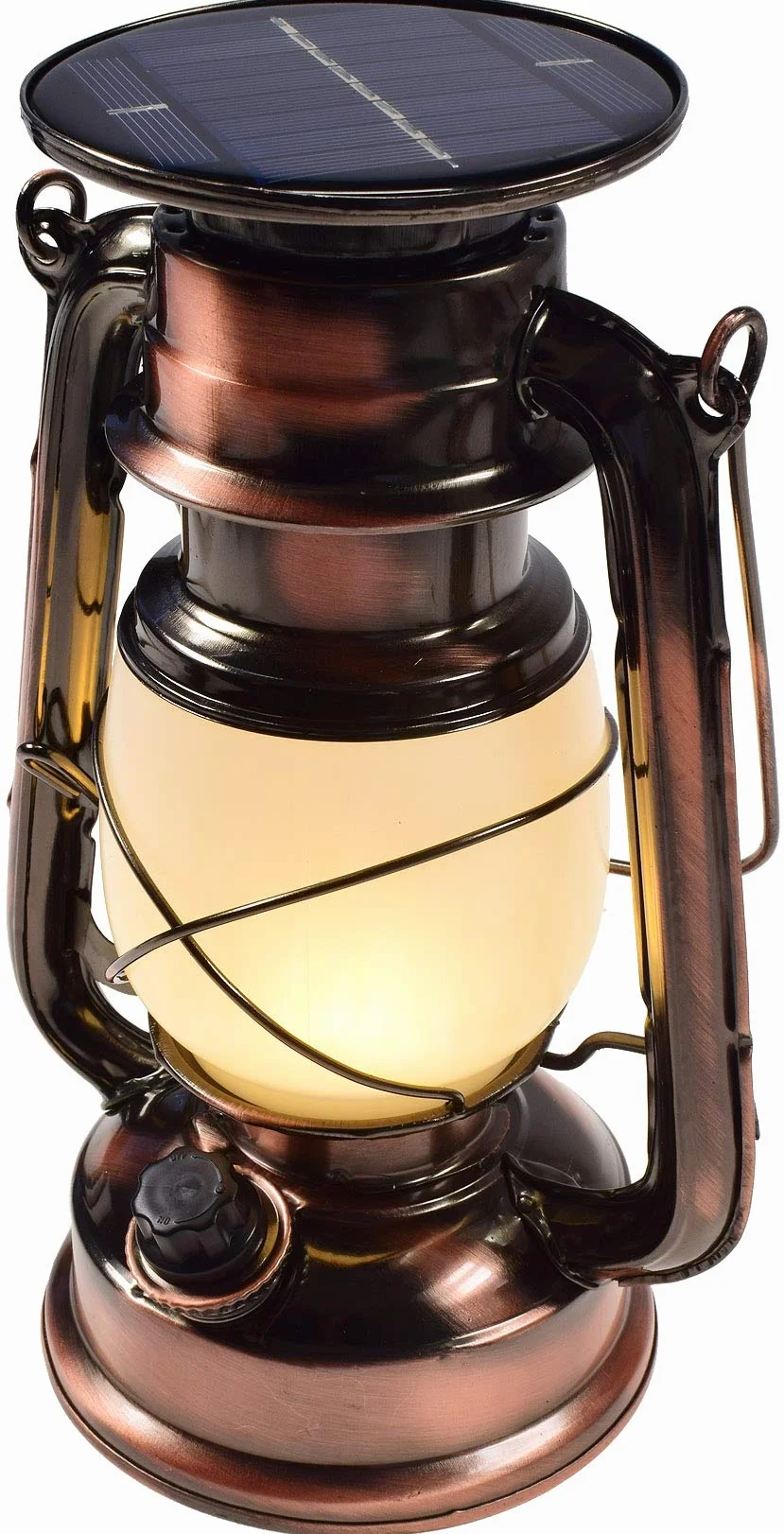 ChiliTec Lampa solarna kempingowa 23,5 cm ściemnianie retro ciepła biel
