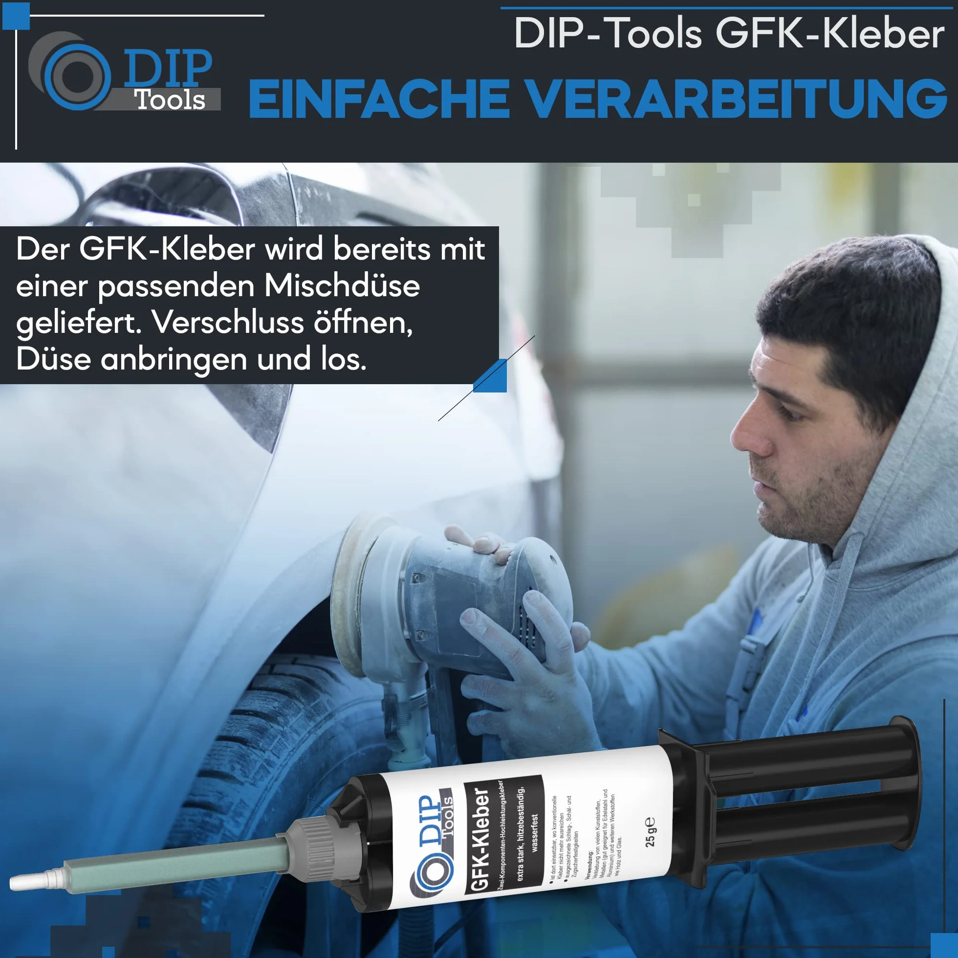 DIP-Tools Klej z włókna szklanego 2 komponenty wodoodporny odporny na wysokie temperatury