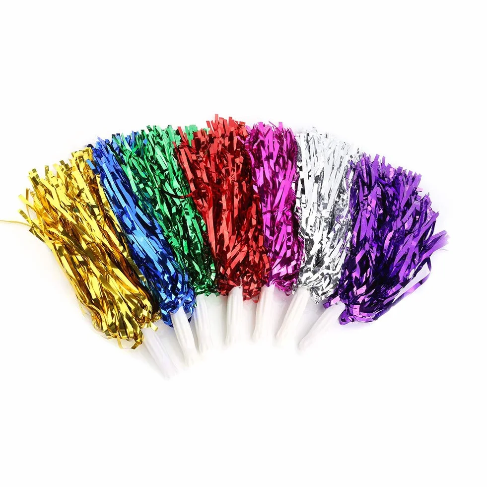 Cheerleading Pompoms Pompons 6/12 stücke Cheerleader Pom Poms Cheerleading Poms Blume Hängen Metallfolie Pom Poms Kader Jubel Sport Party Dance Nützliche Zubehör(Rosenrot 6)
