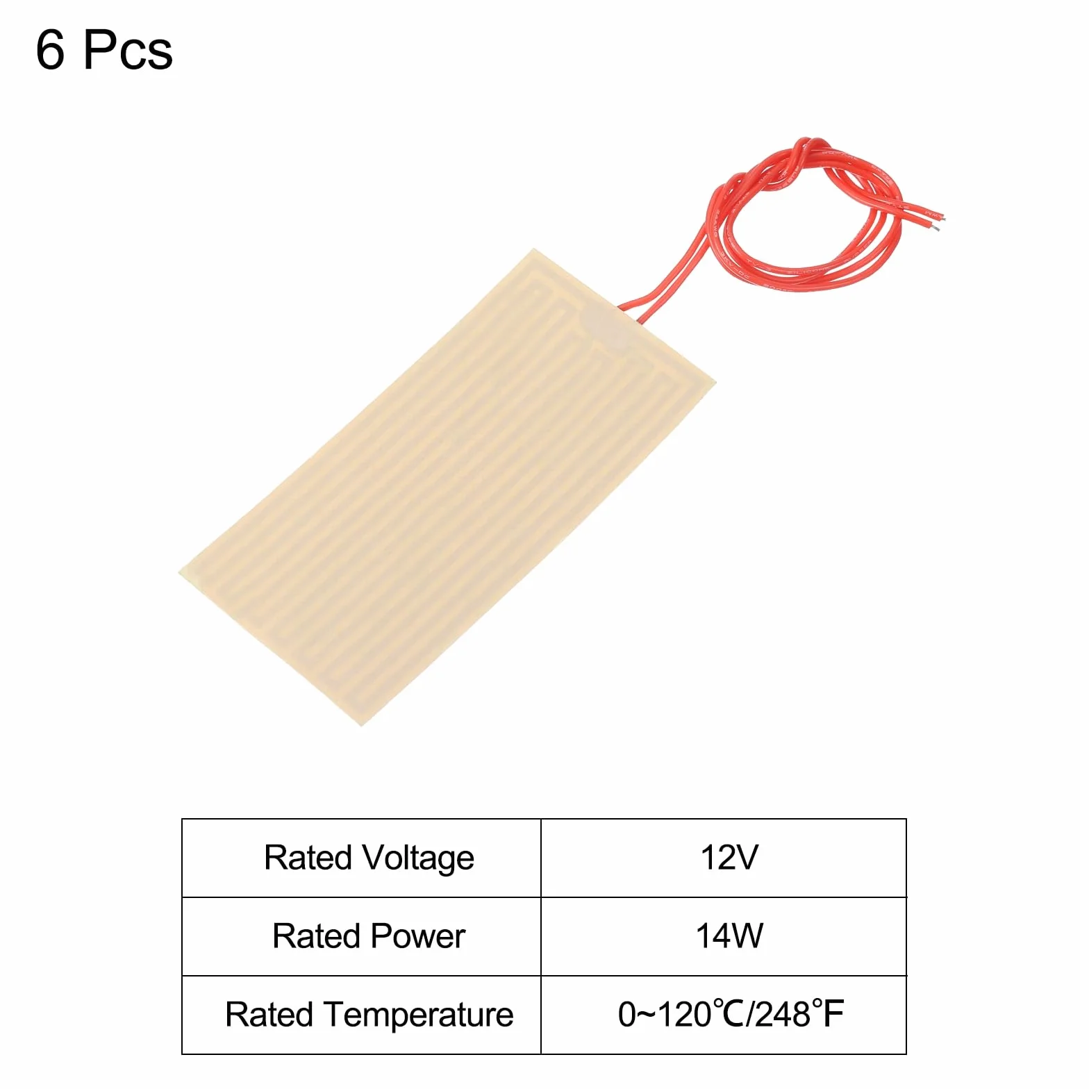 sourcing map Folia grzewcza PI 12V 14W 100x50mm samoprzylepna 6 sztuk